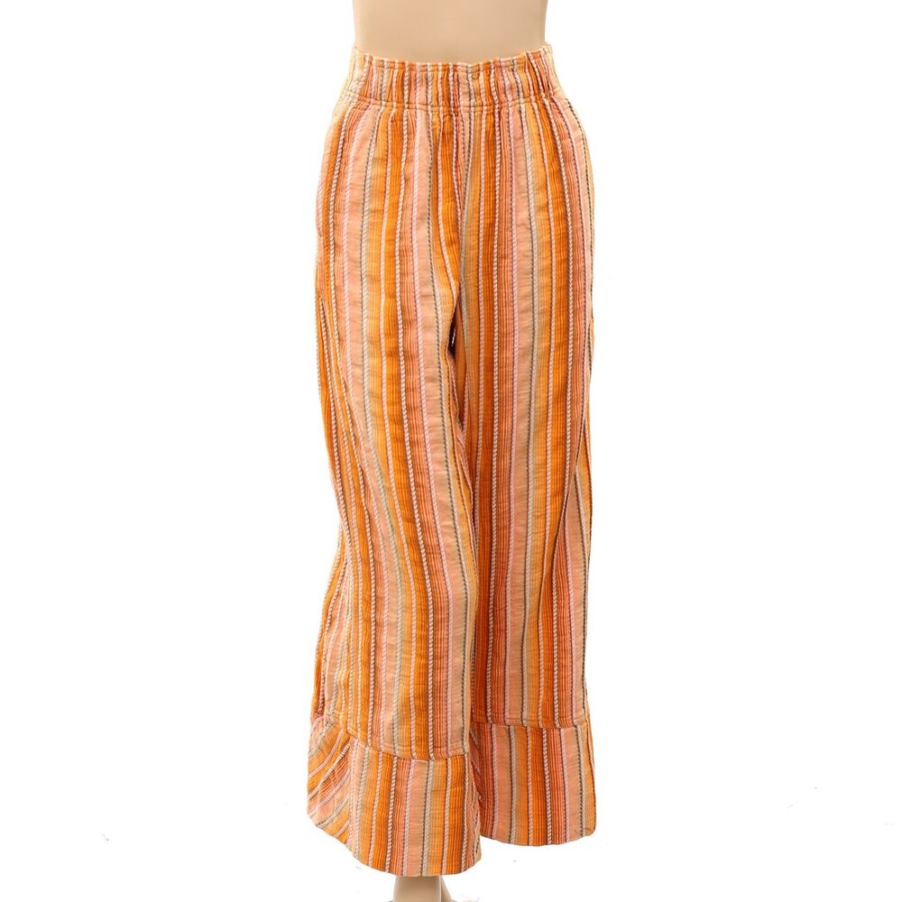 Free people Day's End Stripe Women's Pants Mid-Rise Wide-Leg Cotton S 290923